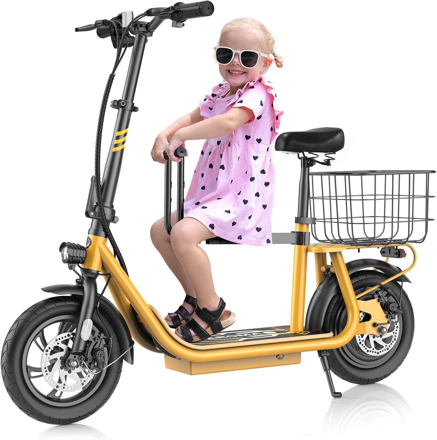 Caroma Peak 1200W Electric Scooter Adults,500Wh Battery up to 30 Miles&20MPH,Foldable Commuting E-Scooter with Detachable Chlid Seat&Basket,300lbs Max Load