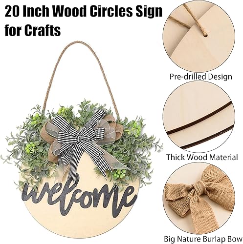 Miniatura 3 de 6 círculos de madera de 20 pulgadas para manualidades, discos de madera redondos sin terminar, rebanadas redondas de madera en blanco, letreros