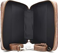 Vista 3 de Funda de transporte con versículo bordado de las Escrituras occidentales para mujer, con correa extra, bolso cruzado (beige)