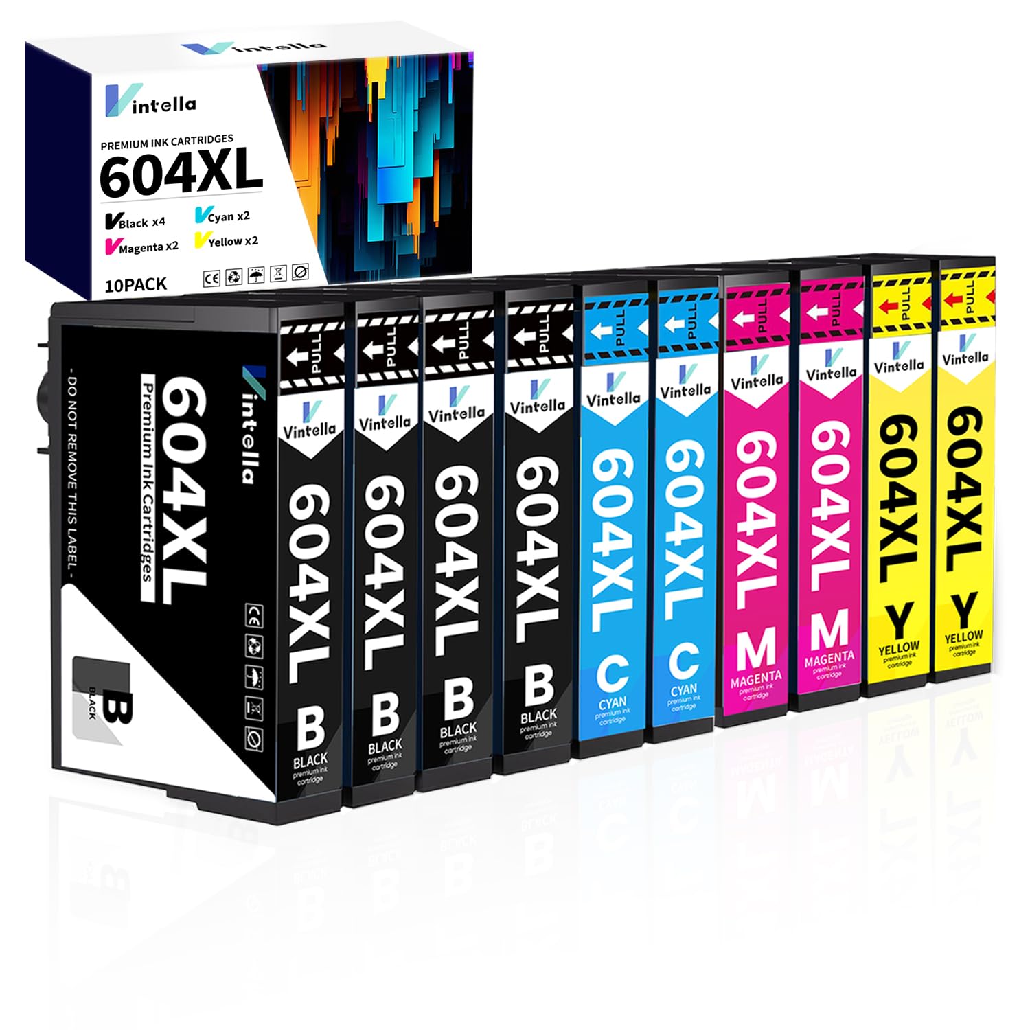 Vintella 604XL Cartucce d'inchiostro Sostituzione per Cartucce 604XL Epson Multipack Compatibili per XP-2200 XP-2205 XP-3200 XP-3205 XP-4200 XP-4205 WF-2910 WF-2930 WF-2935 WF-2950 (10 Pezzi)