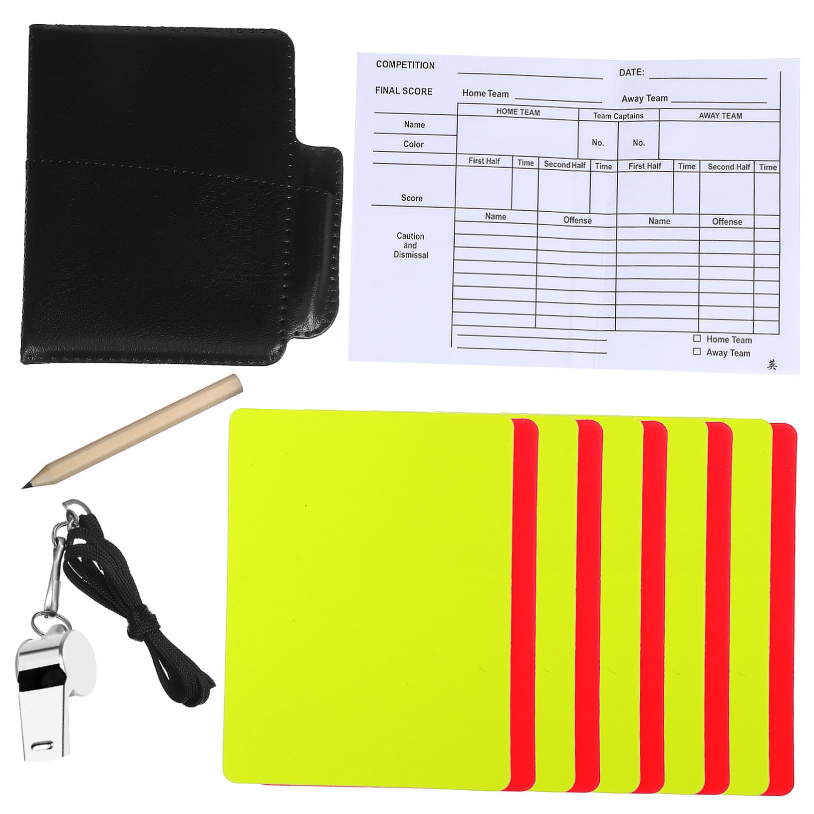 BRIGHTFUFU 1Set Soccer Referee Kit with Cards Durable Whistle Scorebook for Sports Events and Training Referee Tools for Official Competitions