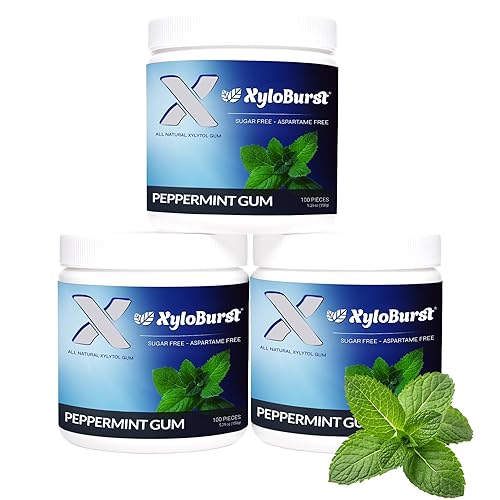 Miniatura 8 de XyloBurst 100  xilitol goma de mascar natural tarro de 100 unidades sin OMG vegano sin aspartamo sin azúcar hierba paquete de 3