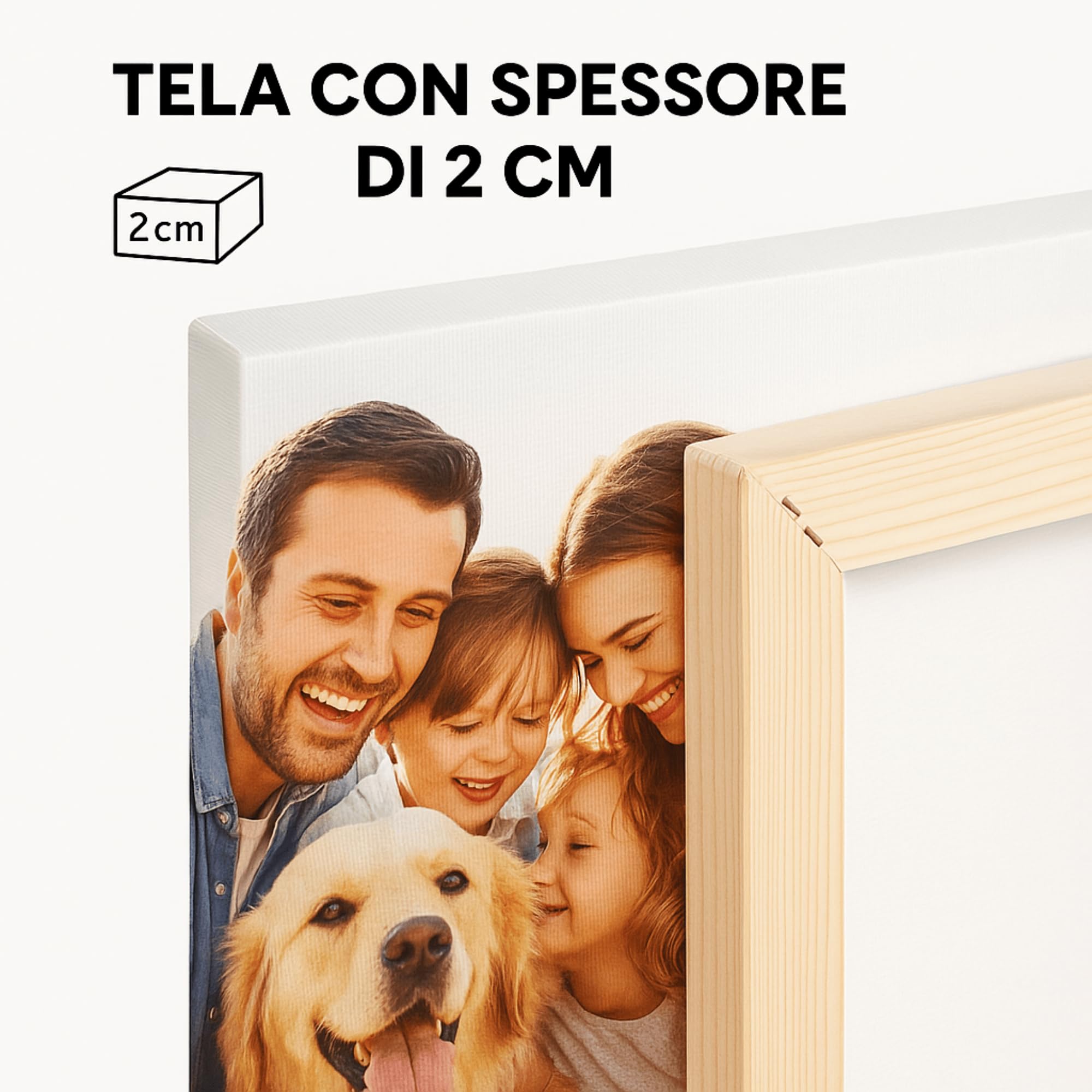 Telastampa Quadro Personalizzato con Foto HD, Canvas 100% Made in Italy - Telaio in Legno Incluso - Stampa Tela Personalizzabile in Alta Definizione - Idea Regalo Compleanno Anniversario (20x20 cm)