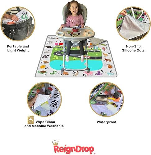 Miniatura 4 de Tapete grande de 54pulgadas (137.16 pulgadas) para poner bajo silla alta para bebé, alfombra de juego, arena o cajón para mascotas, arte y