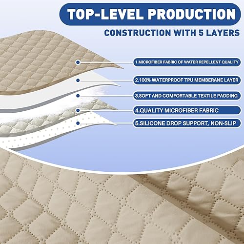 Vista 36 de XINEAGE Funda reclinable resistente al agua, fundas para sofá reclinable de 3 asientos con bolsillos, funda protectora acolchada gruesa para perros