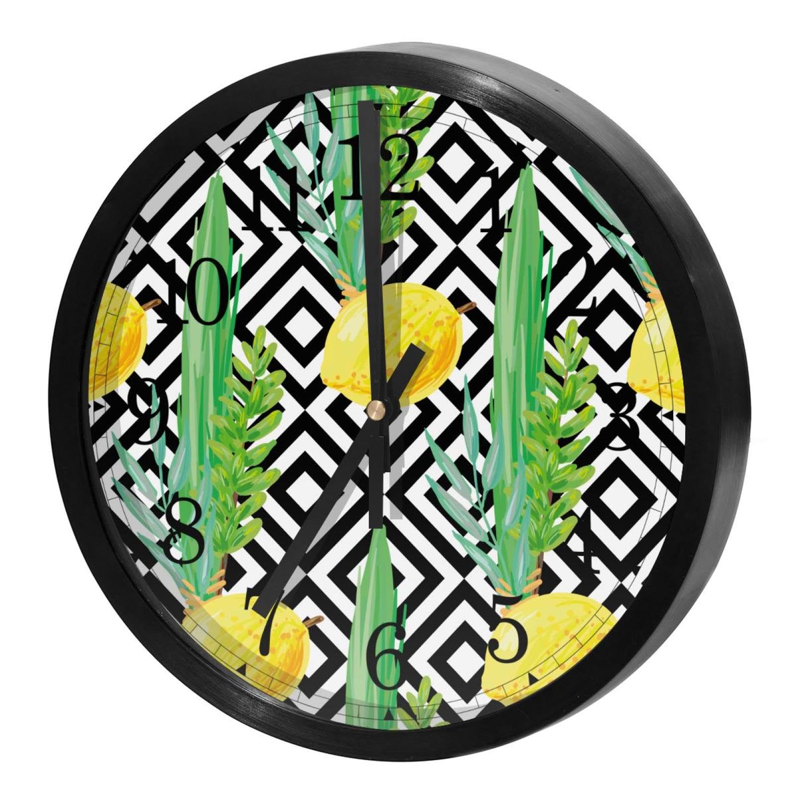 Horloge murale ronde jaune citron vert pour illuminer votre cuisine ou bureau