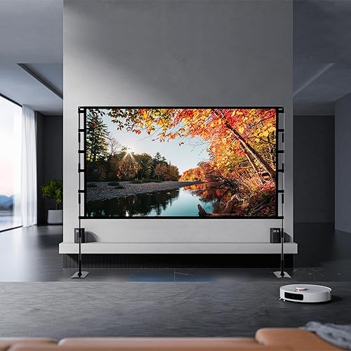 Miniatura 9 de TOWOND Pantalla y soporte de proyector, pantalla de proyector para exteriores de 120 pulgadas para interiores, pantalla de cine portátil 169 4K