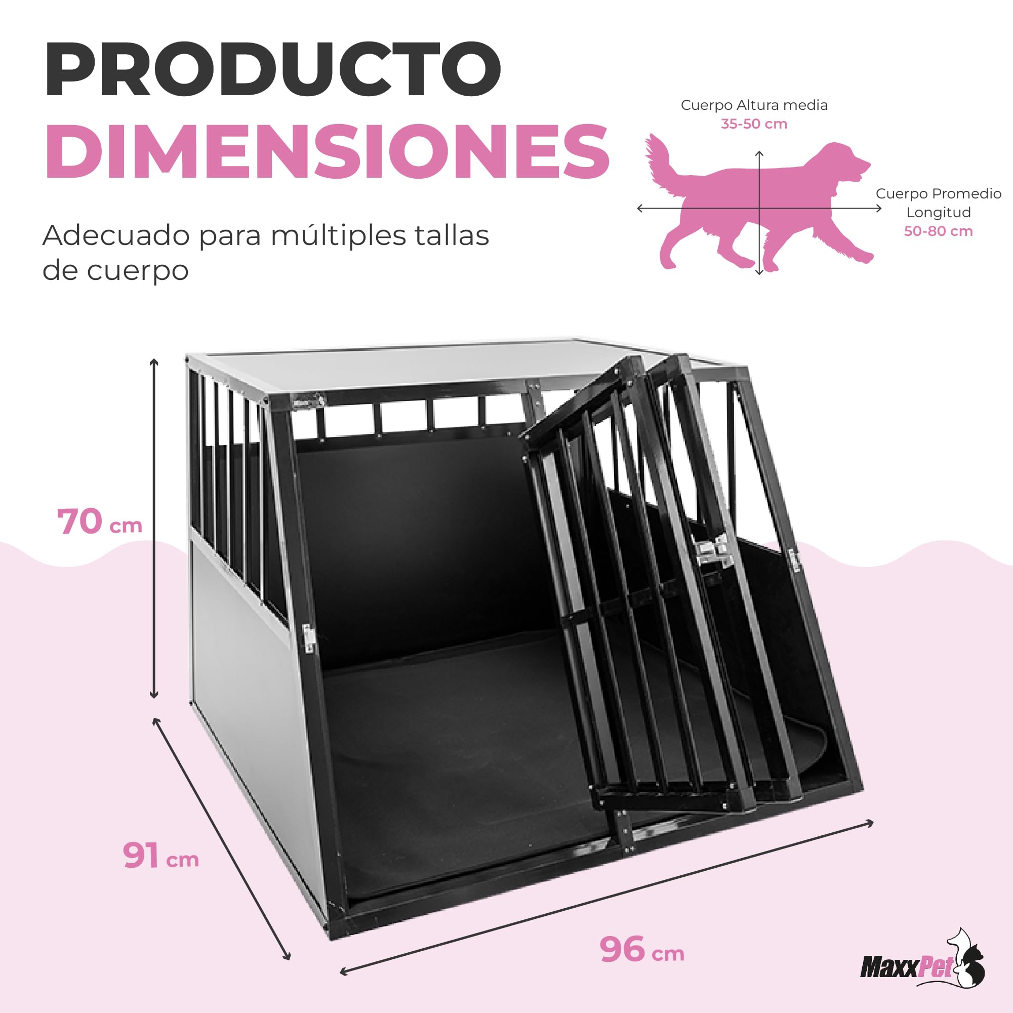 MaxxPet Transportín para Perros en Coche - Banco de Transporte - Banco para Perros para el Maletero del Coche - Banco de 2 Puertas - 96x91x70cm