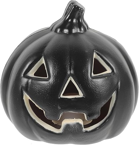 Uonlytech Luces de calabaza de Halloween, funciona con pilas, luz negra sin llama, velas de calabaza para decoración de fiesta de Halloween (sin