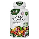 AAMATEC LIFE Organic Superfood Greens Fruits and Veggies Complex - Dietary Supplement with 14 Greens and 14 Fruits & Vegetables with Alfalfa Rich in Antioxidant Organic Ingredients Non-GMO, 60 Count