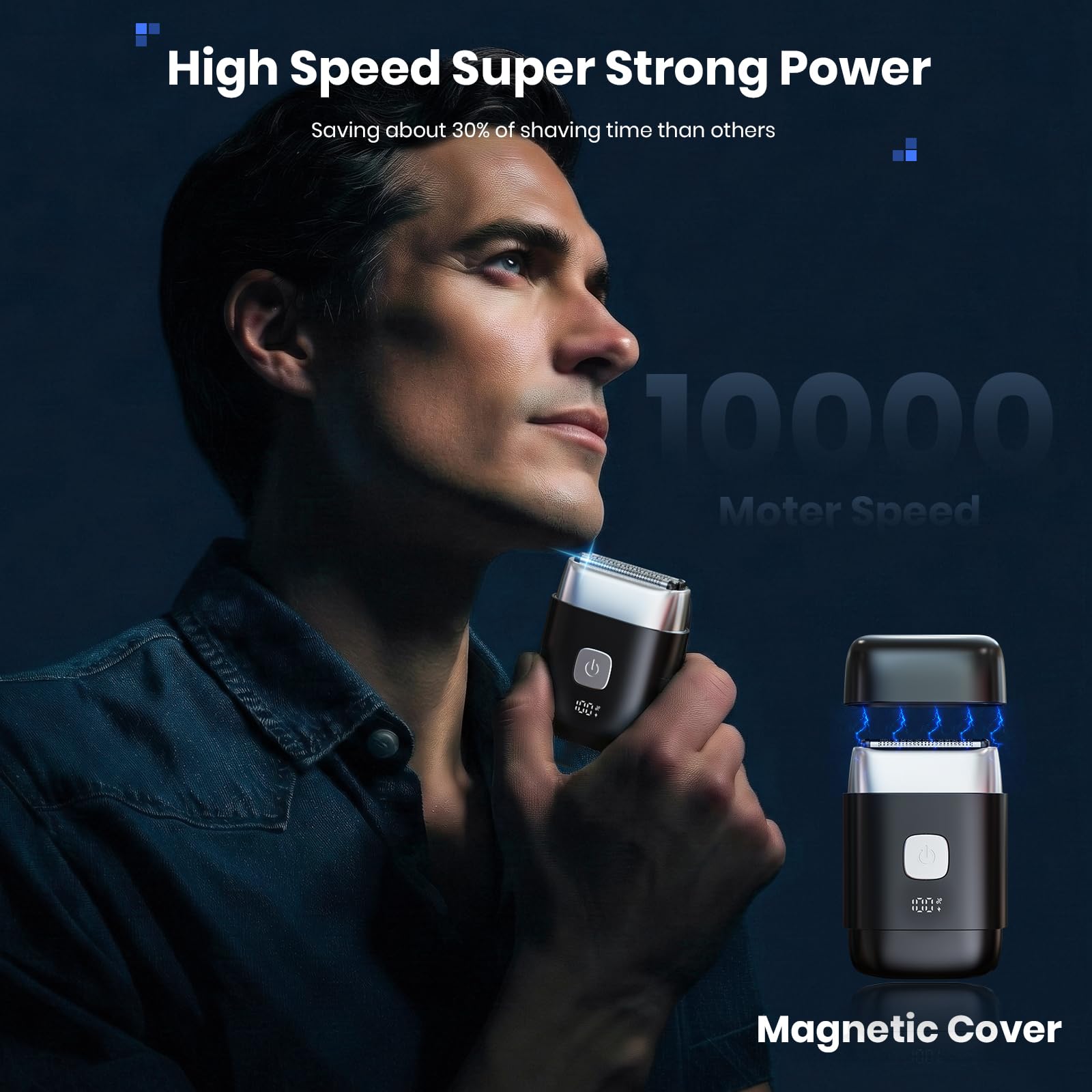 Rasoir électrique 3D amélioré 2026 pour homme, mini rasoir de voyage pour homme, rasoir électrique compact et portable pour homme, lavable humide/sec, affichage LED intelligent