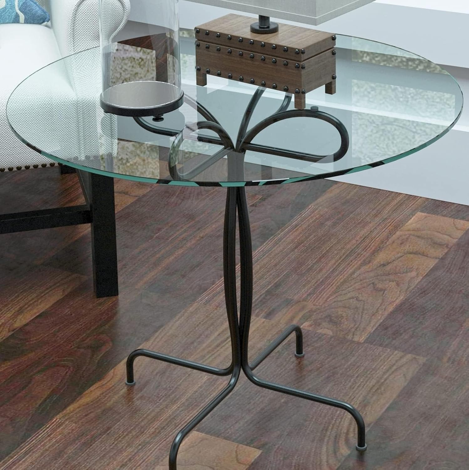 54" Round Tempered Glass Table Top, Clear Surface Flat Polished Edge for Furniture Protection Patio Dining Coffee End Tables (54 inch)