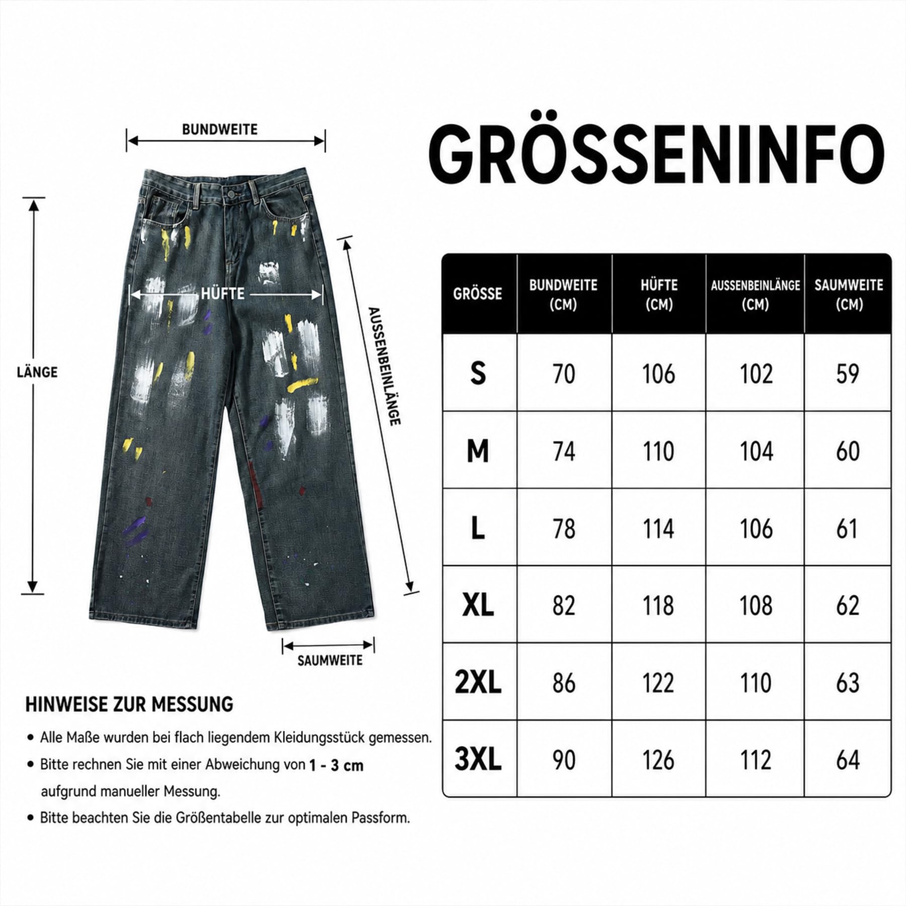 Jeans da uomo Hip Hop Baggy Graffiti Straight Fit Y2K Streetwear