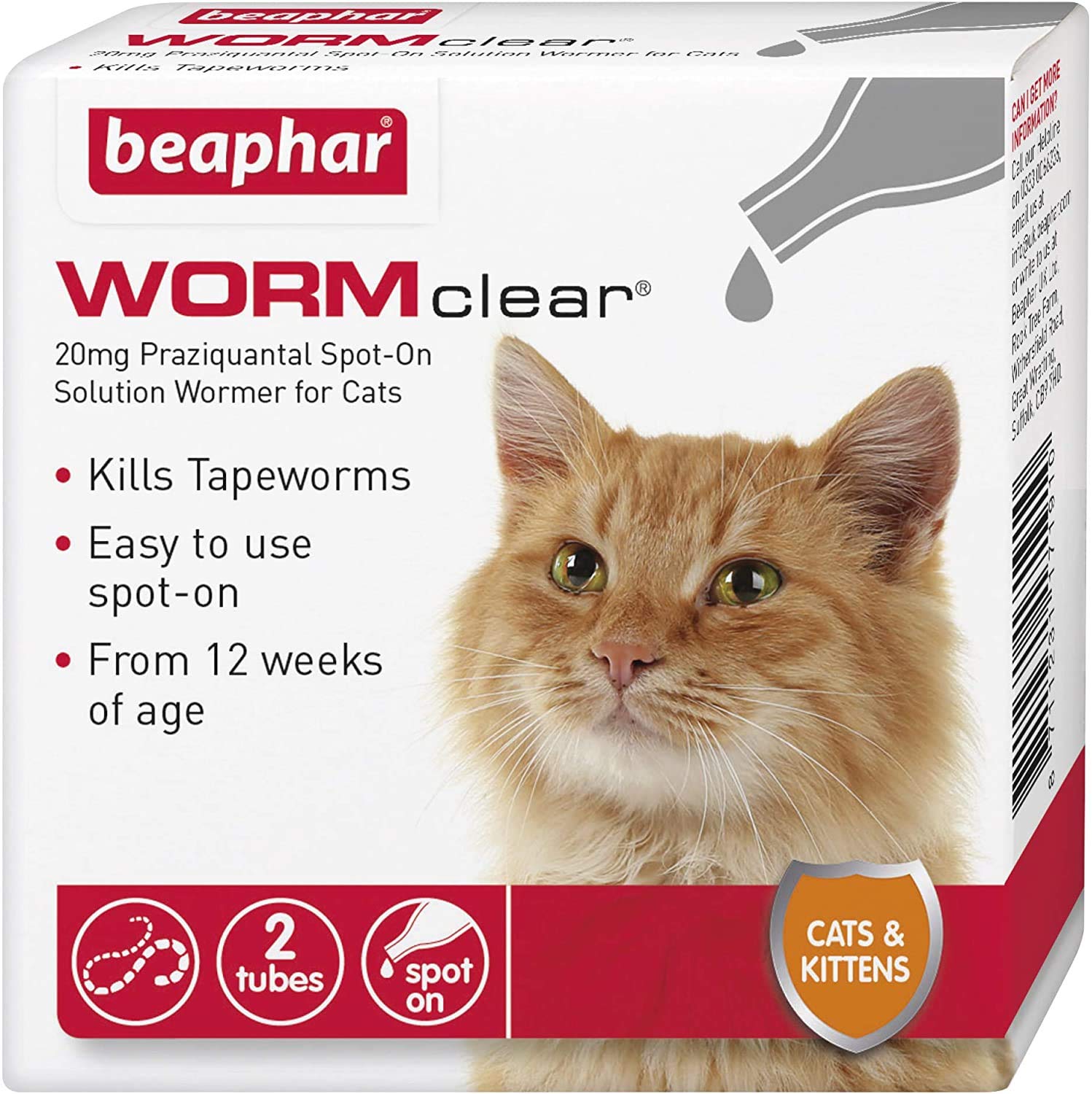 Beaphar 2 X Wormclear Spot-On Solution for Cats, 21 g