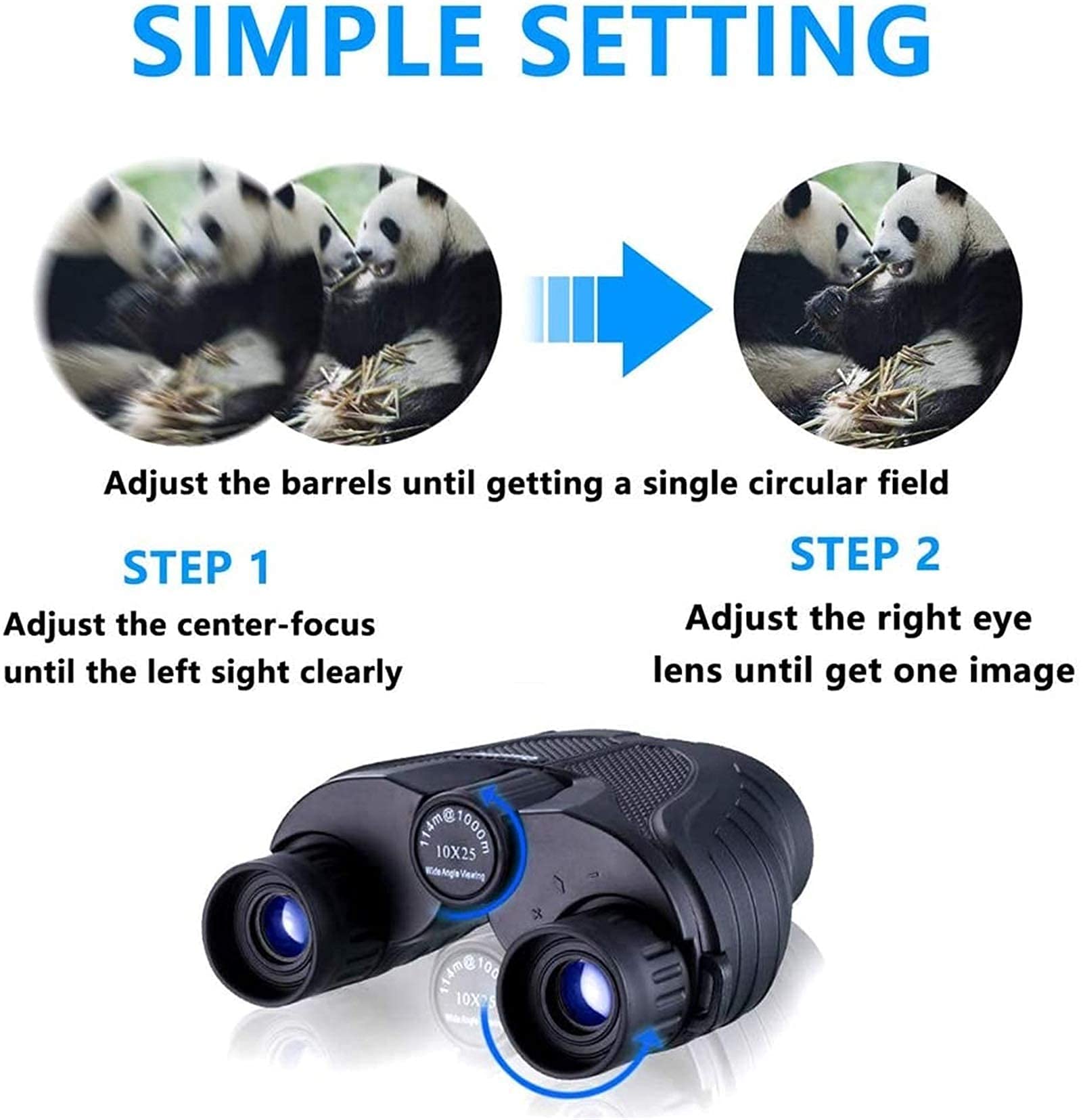 Binoculares para Adultos Caza Regalos Binoculares, Telescopio Binocular Profesional 10x25, Camping Monocular Compacto Impermeable HD