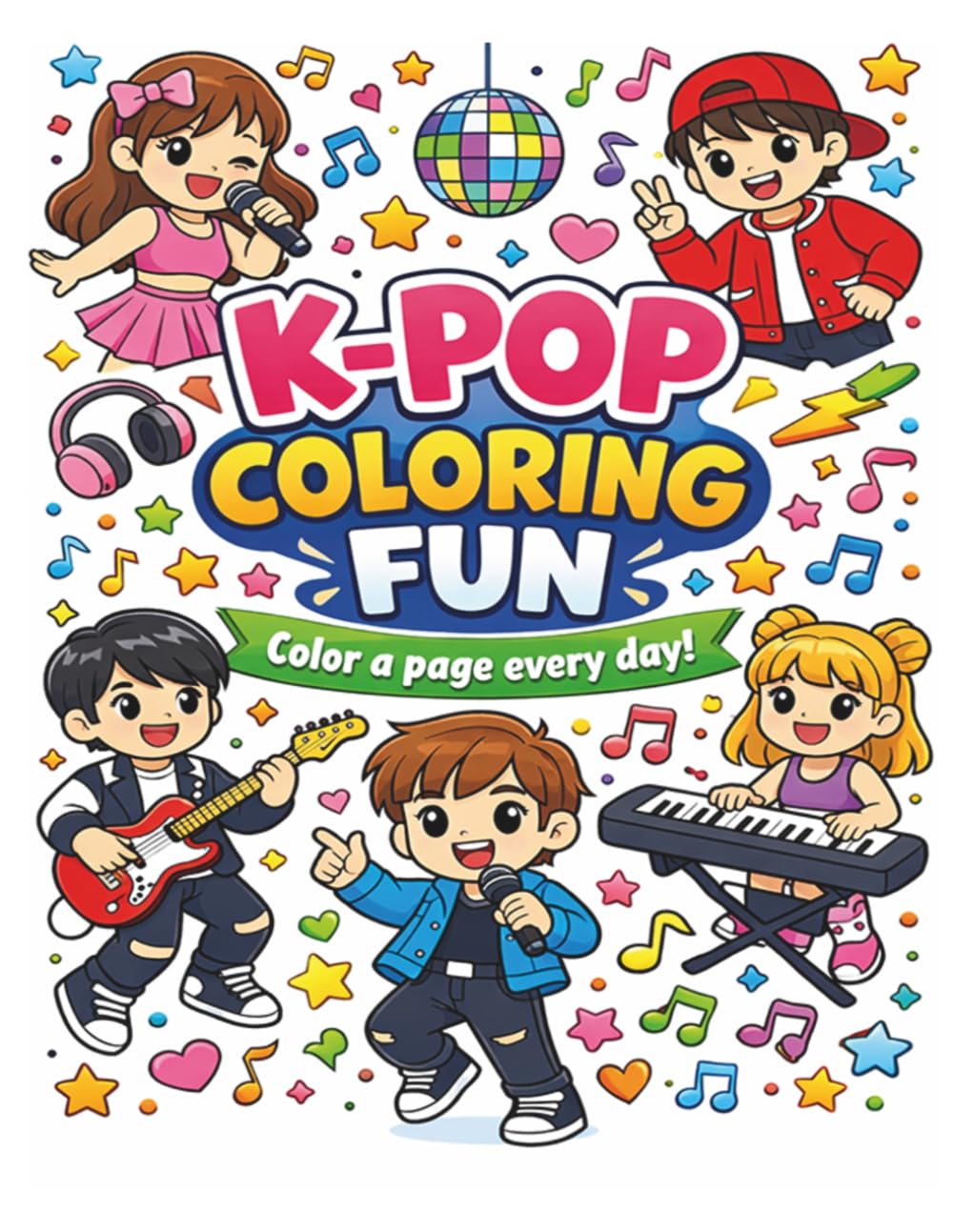 K-POP Coloring Book for Kids: Fun and Cute Coloring Pages for Kids Ages 4-8 | Music, Dance and K-POP Stars