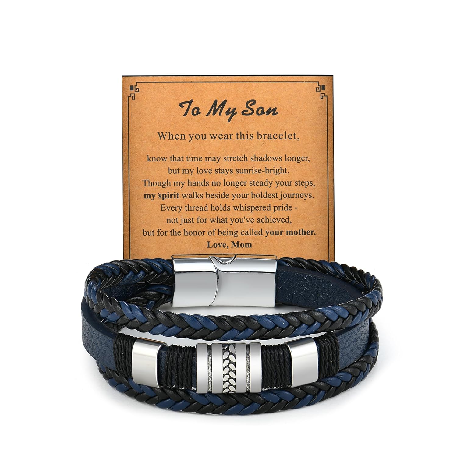 Fahonie Mens Multi-Layer Braided Leather Bracelet Stainless Steel Cool Hip Hop Jewelry for Male Coworkers Ideal Gift for