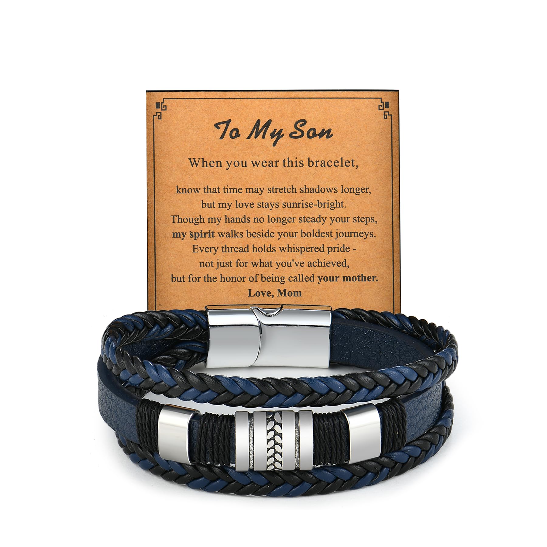 Fahonie Mens Multi-Layer Braided Leather Bracelet Stainless Steel Cool Hip Hop Jewelry for Male Coworkers Ideal Gift for