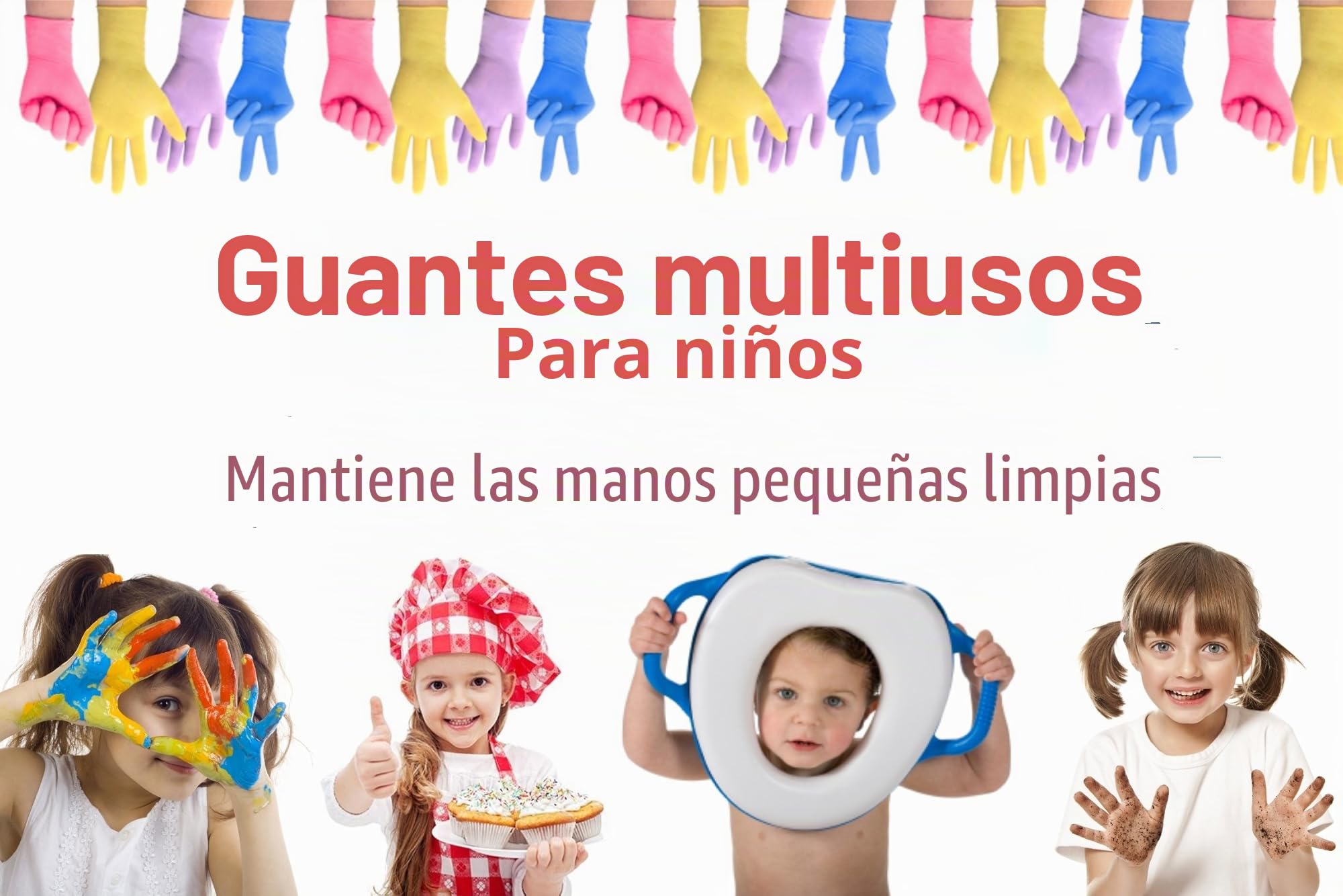Guantes desechables multiusos para niños, sin látex, sin polvo, para niños (colores mixtos, 20 pares)