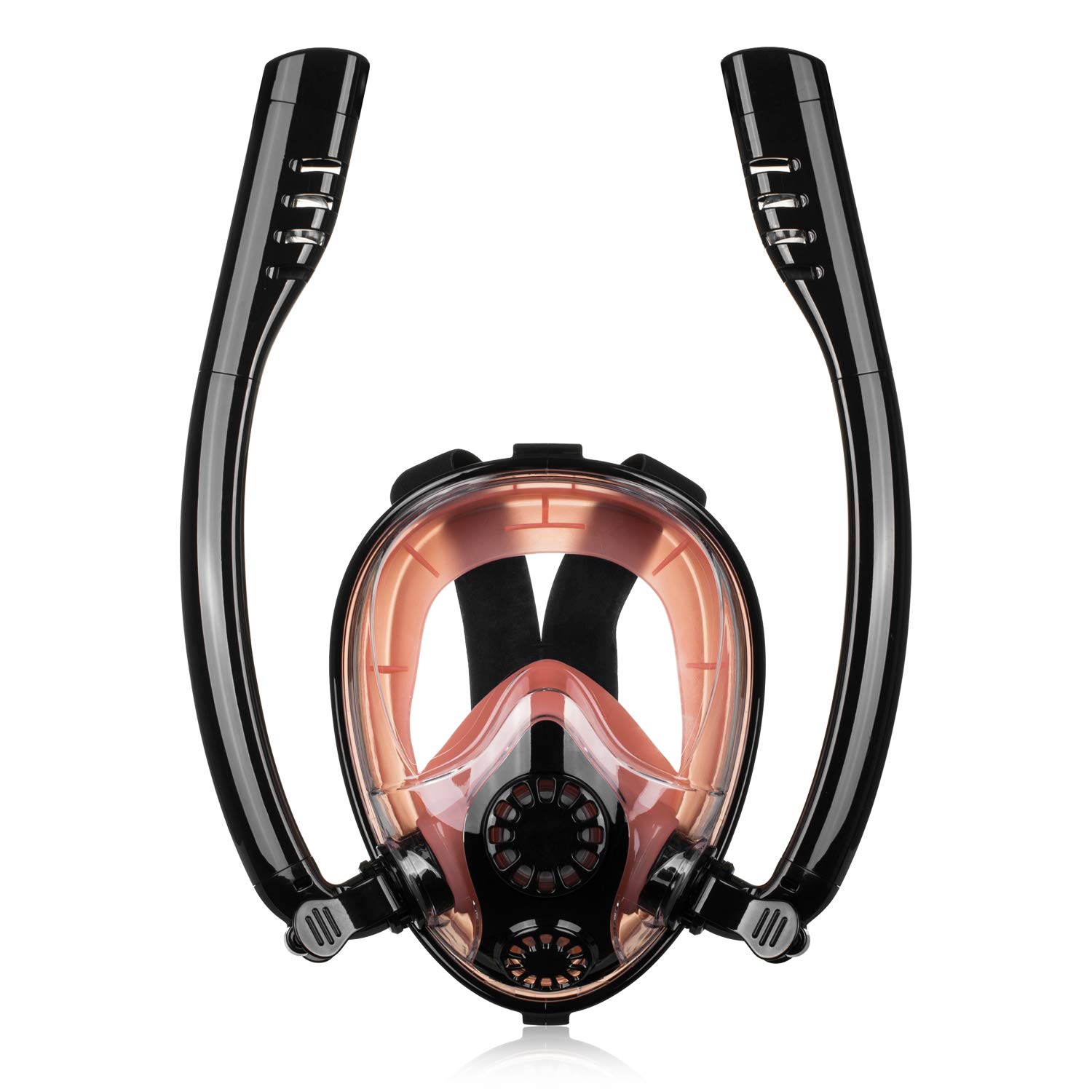 KINGDUO Antifog Tubo Doble Cara Completa Snorkel Buceo Mascara Gafas de respiración de natación con Cámara de Montaje - Azul Negro L/XL