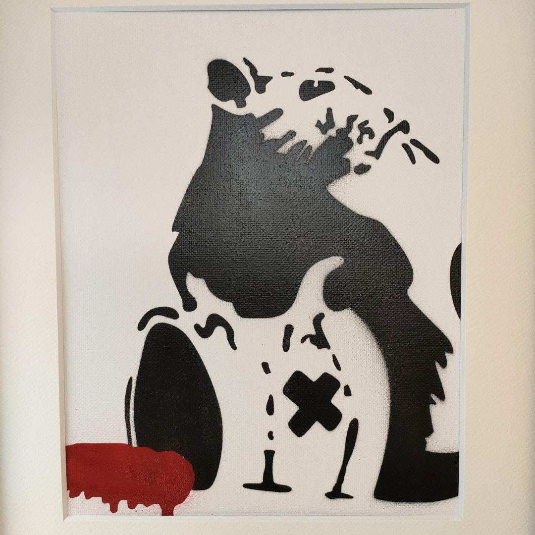 Amazon.co.jp: 額装済みバンクシー ディズマランド banksy ステンシル 