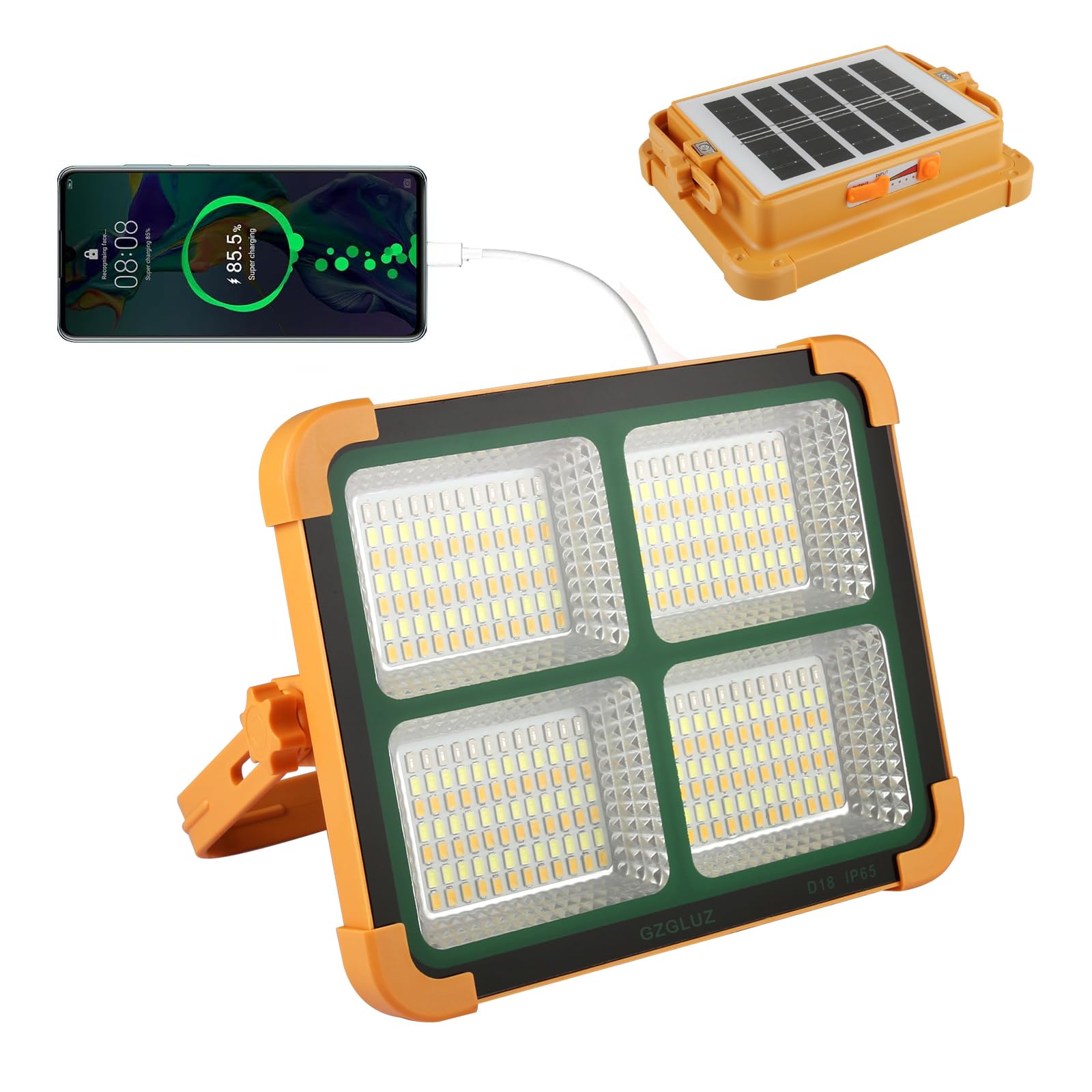 Solar Portable Rechargeable Work Light,16500mAh 120W Magnetic Flood Battery Work Light 10000LM Outedoor LED Camping Lights IP66 Waterproof for Job