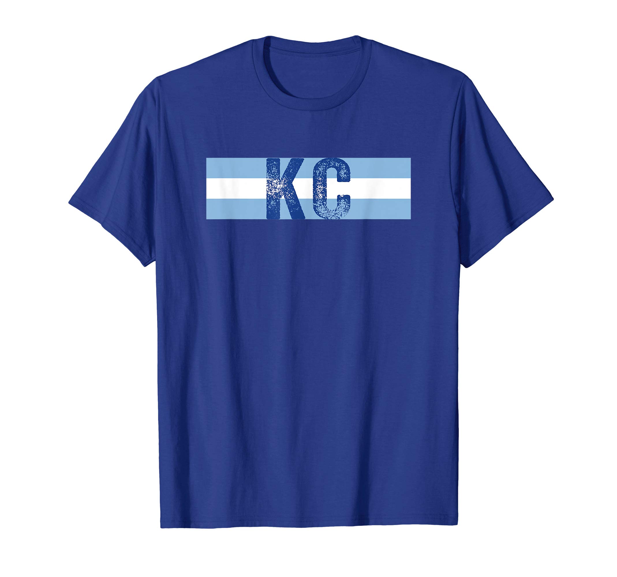 Kansas City Local ApparelKC 2 Letters Kansas City Cool Kc Blue Stripes KC Retro Cool T-ShirtOEKO-TEX STANDARD 100