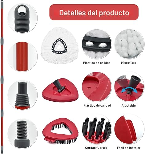 Miniatura 4 de Repuesto de fregona para Ocedar, mopa para O Cedar, mopa de repuesto para mopa O Cedar Spin Mop Contiene 4 secciones de mango de fregona, 2