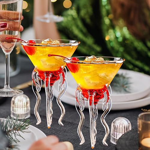 Miniatura 9 de Hemoton 2 piezas de vidrio de cóctel de pulpo, creativo, herramientas de copa de bar, sorteos, vasos de margarita únicos, vaso de copa para tostado,