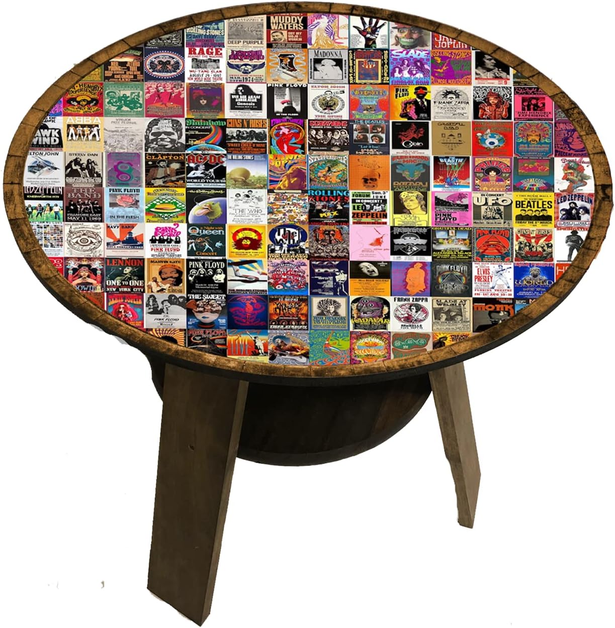 Classic Rock 1960s 1970s Music Collection End Tables for Pub or Bar with Shelf 22 Inches Tall