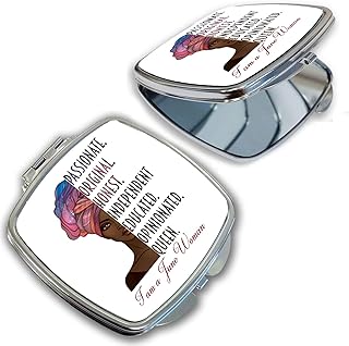 Bleu Reign BRGiftShop Strong African American Pretty Woman Birthday Month June Compact Pocket Cosmetic Mirror