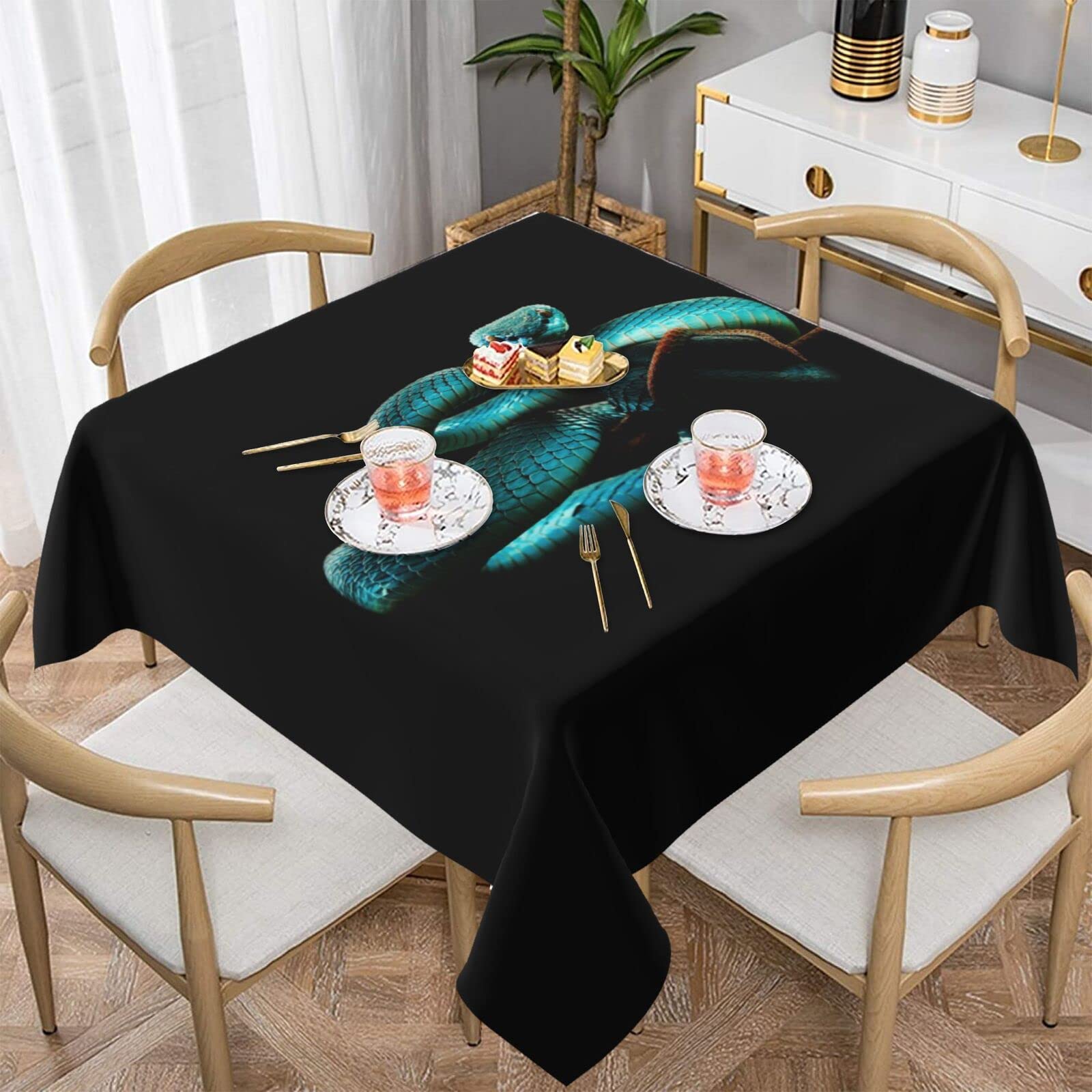 Nappe de table carrée serpent bleu pour sublimer vos dîners de famille