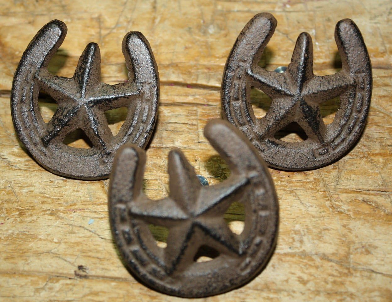 12 Antique Style Horseshoe STAR Drawer Pull, Barn Handle, Door Handles WESTERN by OutletBestSelling