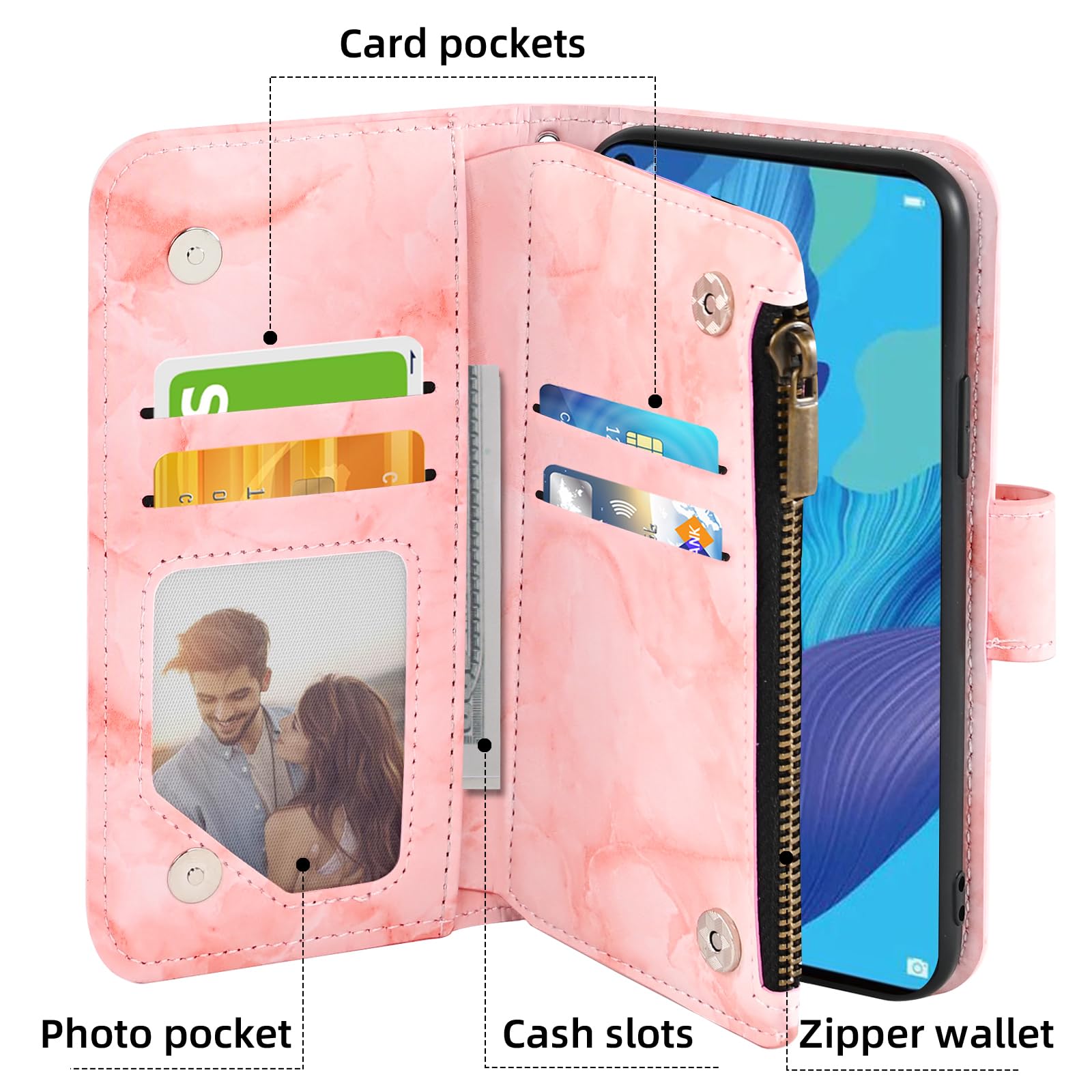 Handyhülle Für Huawei Nova 5T / Honor 20 – Flip Case Mit Kartenfächern, Standfunktion & Geschenk
