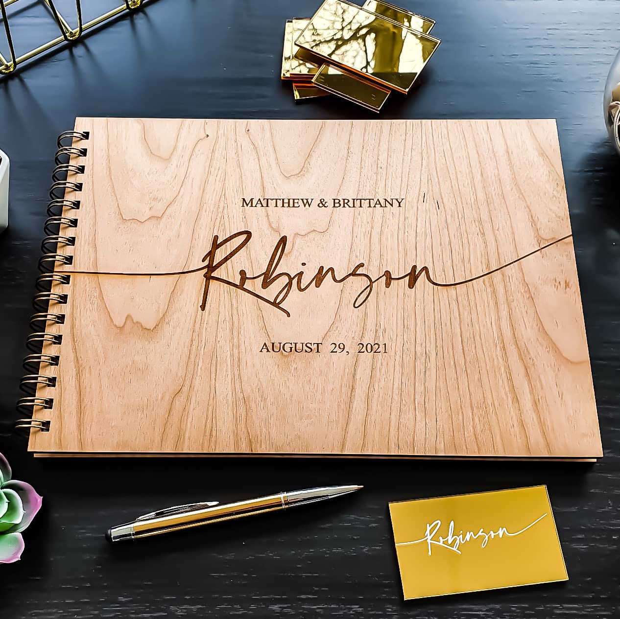 Wedding Guest Book Personalised Wedding Day Guestbook Wooden Guest