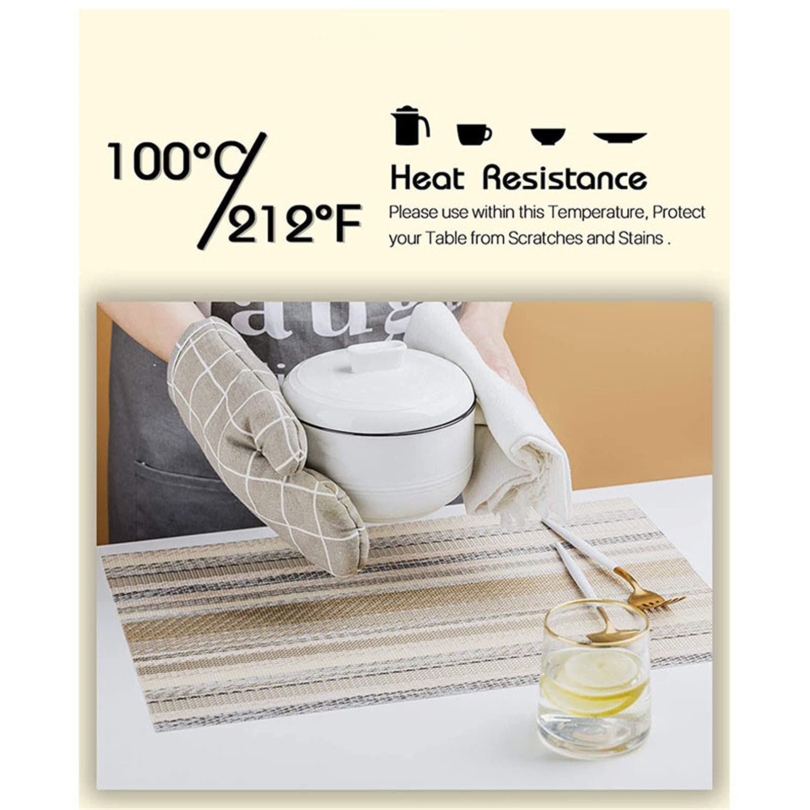 Juego de 8 manteles Individuales, salvamanteles Individual PVC para restaurantes, Ideales para decoración de la Mesa de la Cocina, Antideslizante y Lavable, 45cmx30cm