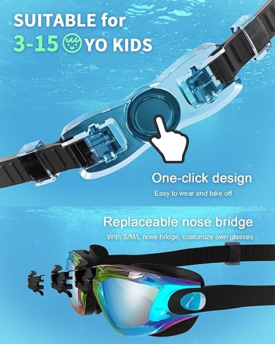 Miniatura 2 de Hurdilen Gafas de natación para niños gafas de natación para niños con clip de nariz tapones para los oídos