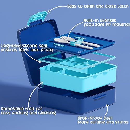 Miniatura 4 de Fimibuke Lonchera Bento para niños con 4 compartimentos, bolsa aislada, tarro de acero inoxidable al vacío para alimentos, paquete de hielo, juego
