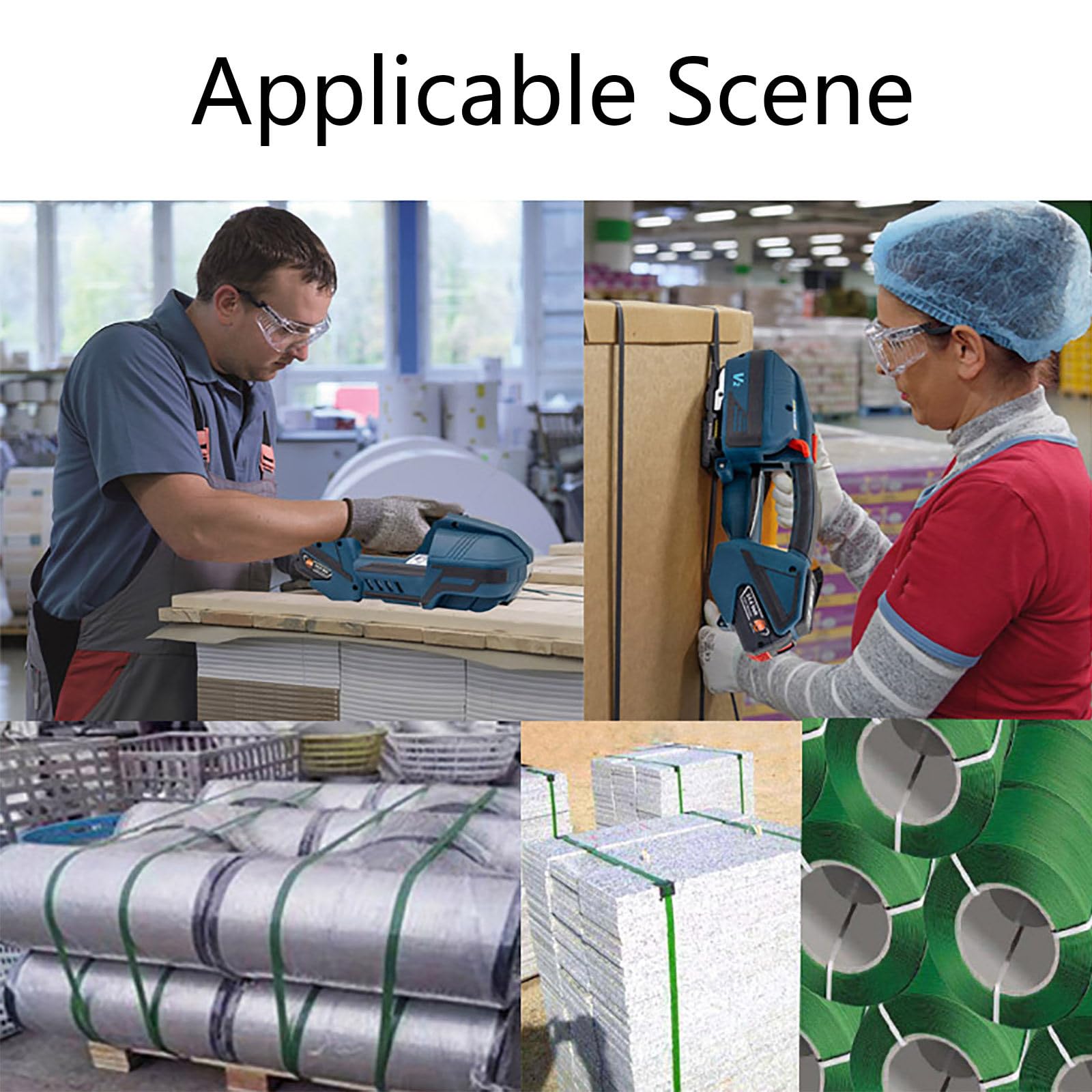 La Cercleuse Automatique, la Cercleuse électrique, la Machine d'emballage Portative, L'outil de Cerclage Pneumatique Peuvent être uUtilisés dans la Logistique, Le Textile, L'acier