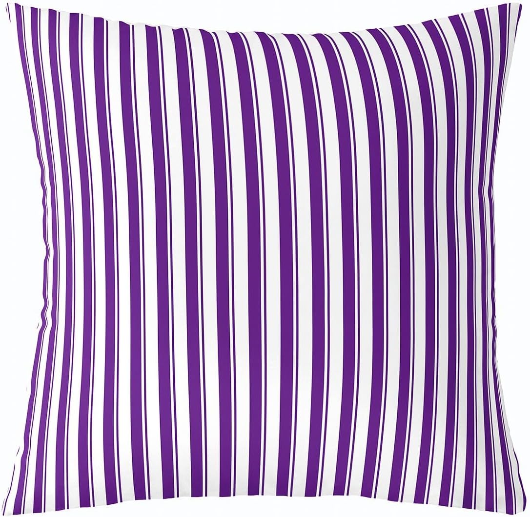 Castle Fairy Geometric Stripes Throw Pillow Cover,Abstract Art Cushion Cover 24"x24" for Women Teens Boys,Modern Simple Style Pillowcase for Car RV Livingroom,Purple White Pillow Cover,Single Pack