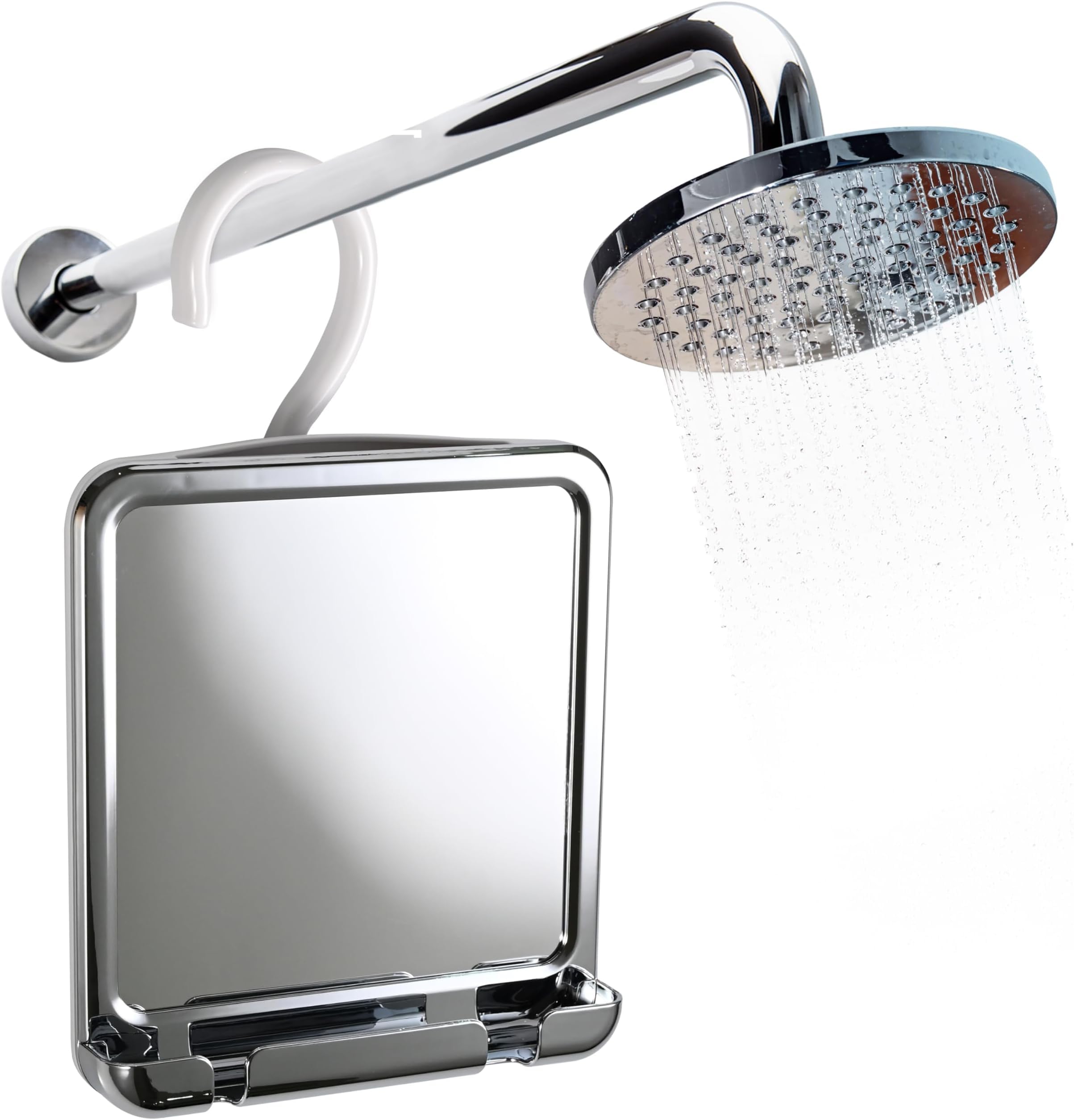 Mirrorvana Chrome (Glass) Fogless Shower Mirror For Shaving And Distortion-Free Glass Surface With Hook For Hanging, 8" X 7" Chrome