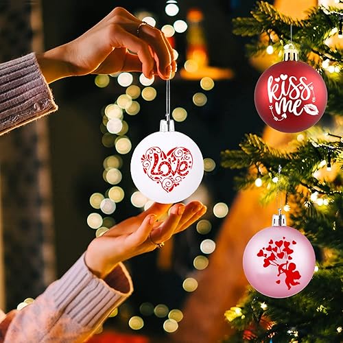 Miniatura 4 de 24 bolas colgantes para el día de San Valentín, decoración de bola impresa, decoración de árbol de San Valentín, decoración de pared para el hogar,