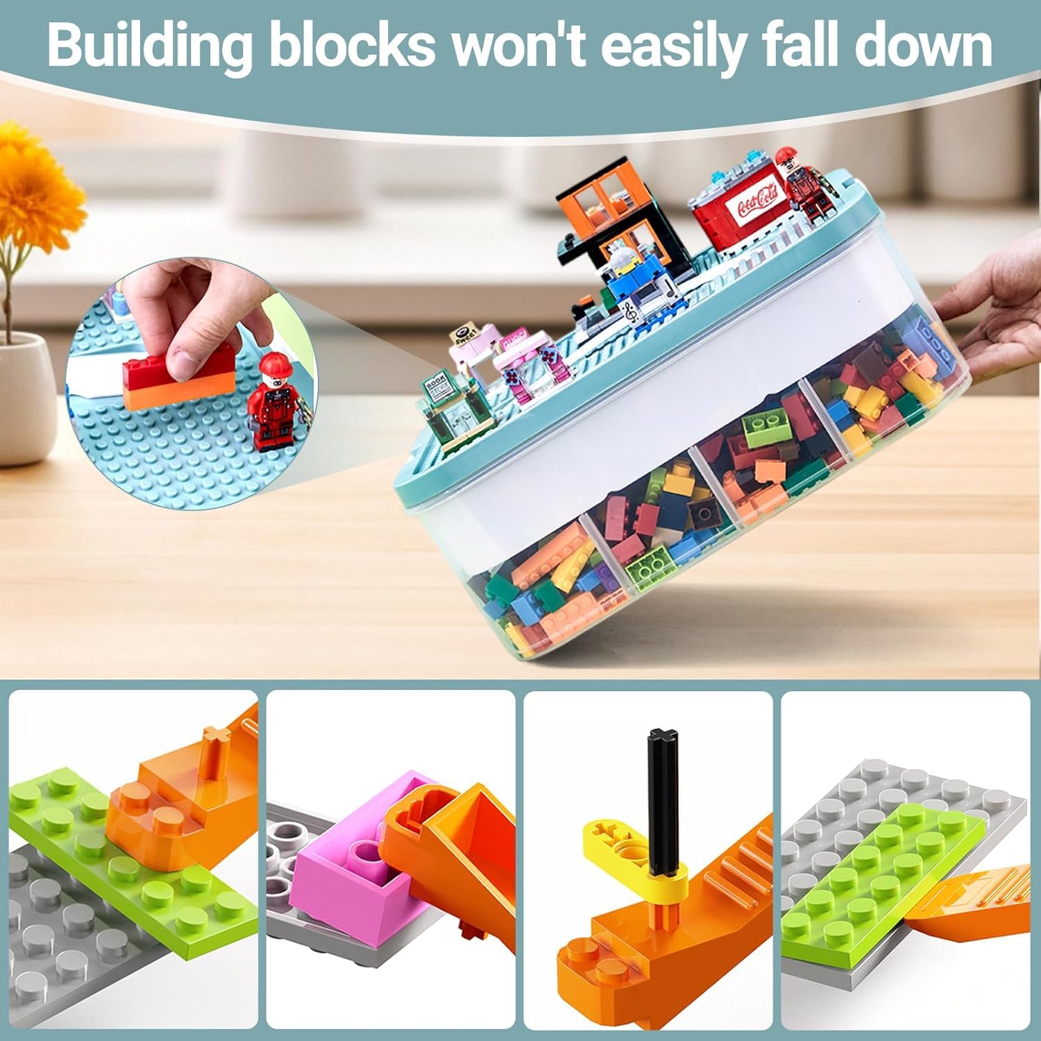 Scatole di Plastica per Lego, 3 Strati Trasparenti Scatola Giochi per Bambini con Scomparti,Contenitori Mattoncini Impilabili,per Riporre i Giocattoli dei Bambini (Solo scatola)
