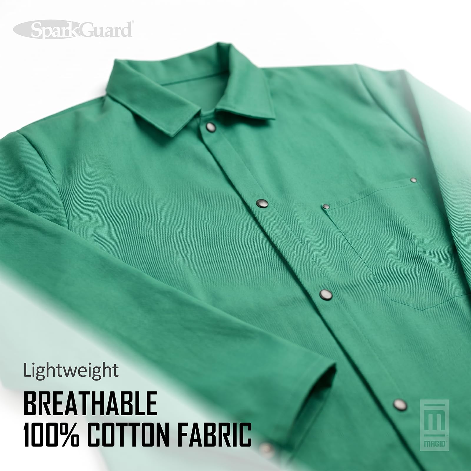 Guante Magid y seguridad 1830-xs Sparkguard verde resistente al fuego estándar peso chaqueta