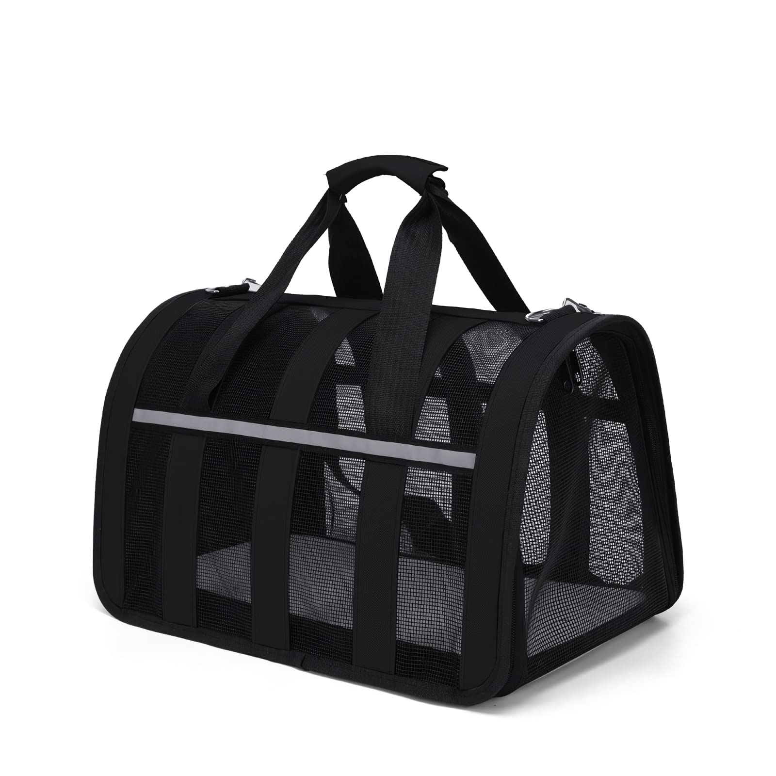 PETCUTE Transportín Gato Perro Transpirable,Bolsa de Transporte Plegable para Mascota con Colchón Suave y Hebilla de Seguridad,Transportín para Gatos con Bolsillos para Coche, Avión,Viaje