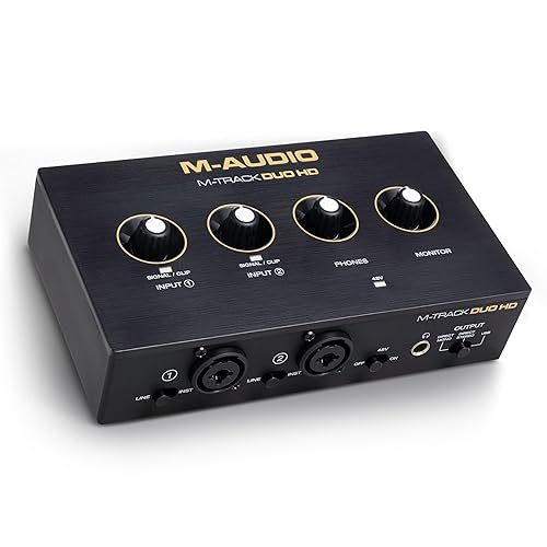 M-AUDIO M-Track Duo HD Audio Interface 24bit 192kHz für Recording, Streaming, Podcasting mit USB-C, 2 XLR-TRS-Eingängen, 2 TRS-Ausgängen, Softwarepaket - 192kHz, 2 XLR - Hochauflösendes USB-C-Interface