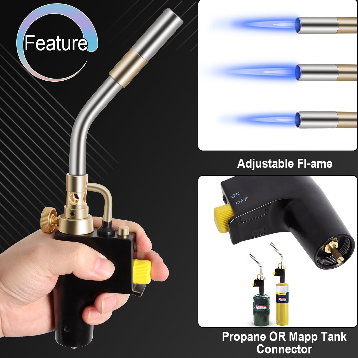 TS8000 Propane Torch Head 2 Pack by Wadoy High Intensity Trigger-Start Soldering Torch Compatible with MAPP/Propane for Soldering, Brazing, Welding, Searing Steak, Map Gas Torch Head