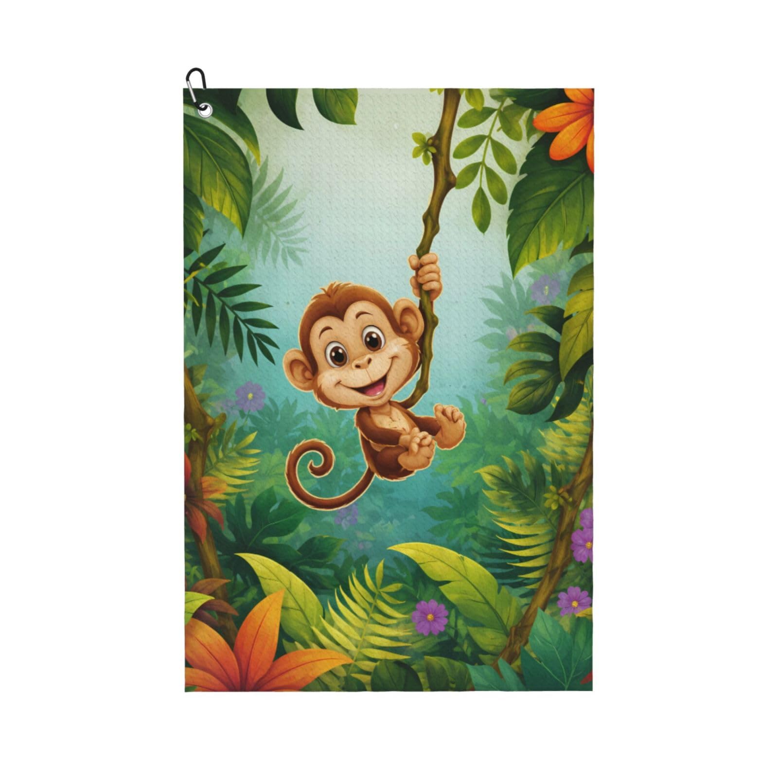 Oudrspo Cute Cartoon Monkey Multi-Functional Golf Towel | Absorbent Quick Drying 16x24in