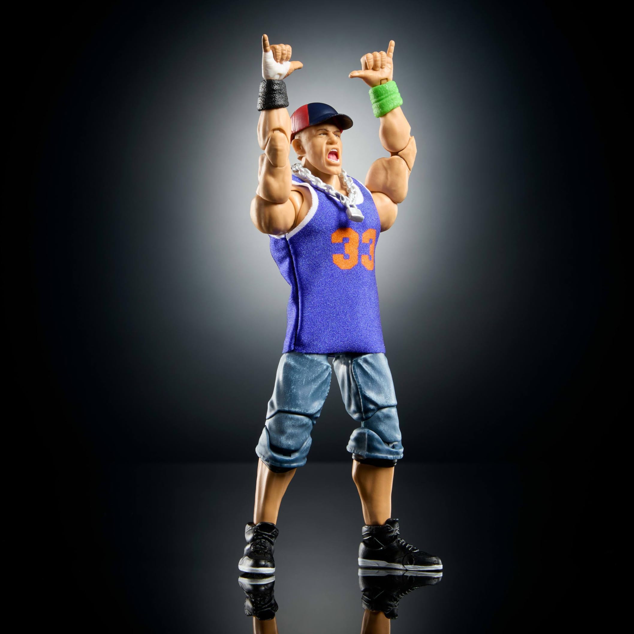 Mattel WWE Ultimate Edition John Cena Figura de acción de 15,24cm y conjunto de accesorios, más de 10piezas, incluye cabezas y manos intercambiables, JCX42