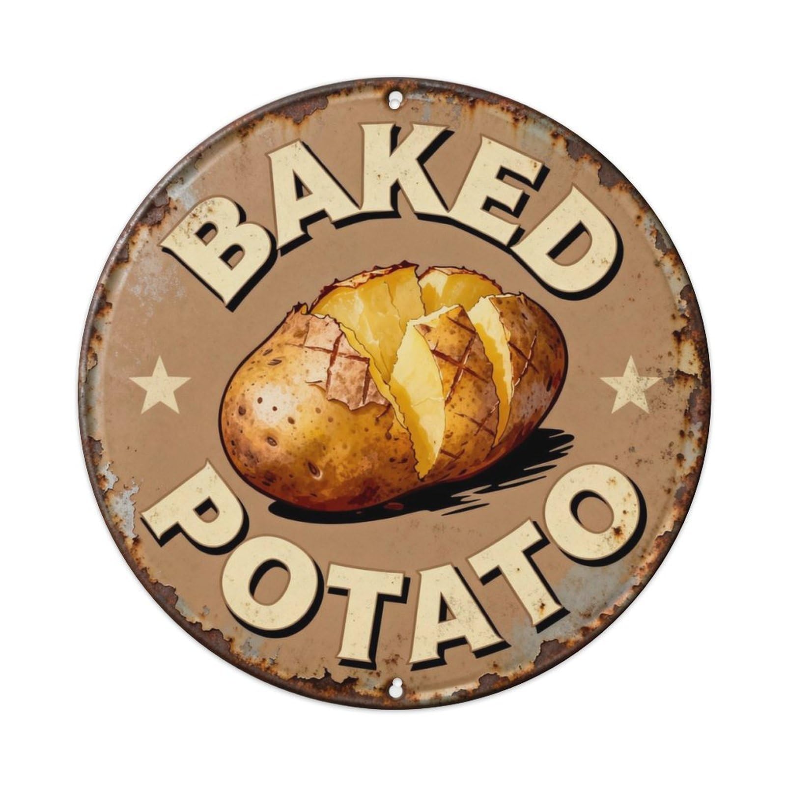 Baked Potato Metal Tin Sign Plaque
